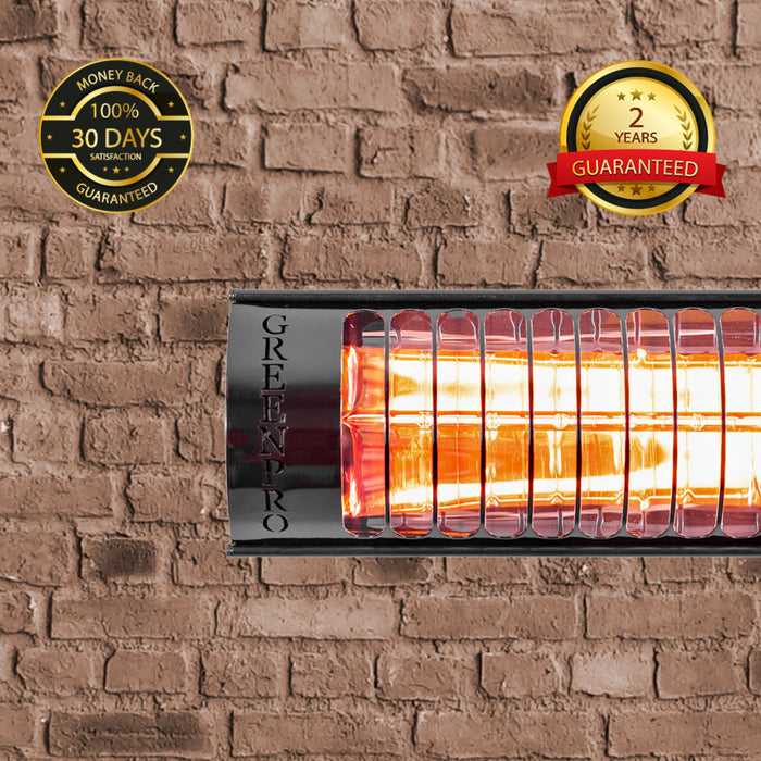 Evergreen Pro Golden IR Compact Patio Heater with Remote Control (2Kw, 400mm, Black, IP67) MODEL-RCH2000/4