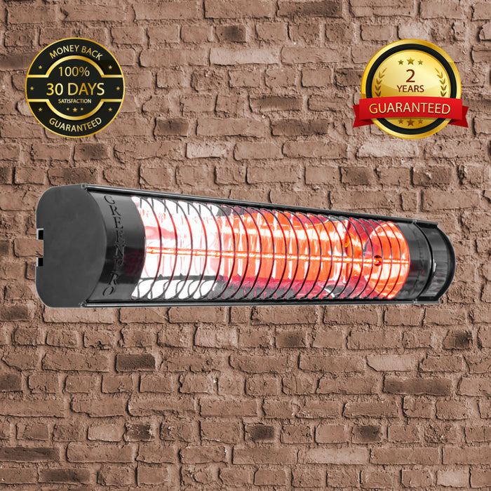 Evergreen Pro Golden IR Outdoor Patio Heater with Remote Control (2.5kW, 600mm, Black, IP67) MODEL RCH2500/6